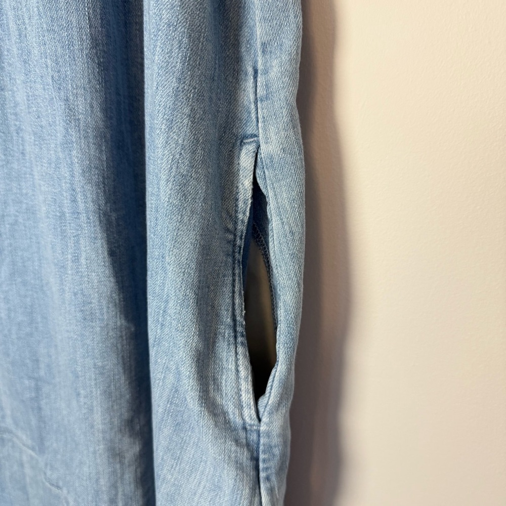 Current/Elliott Blue Denim Sleeveless V-neck Tuck Dress with Pockets Size 2 - Picture 5 of 9